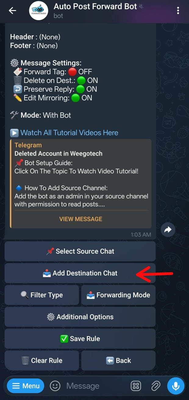 Configure Rules Filters and Settings screenshot
