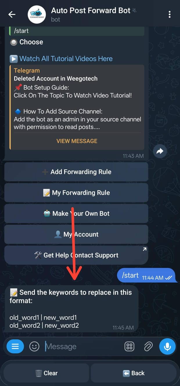 Keyword Replacement inputs screenshot