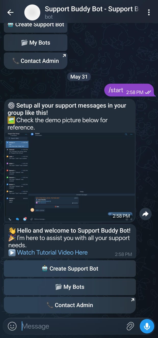 Start Weego Support Master Bot