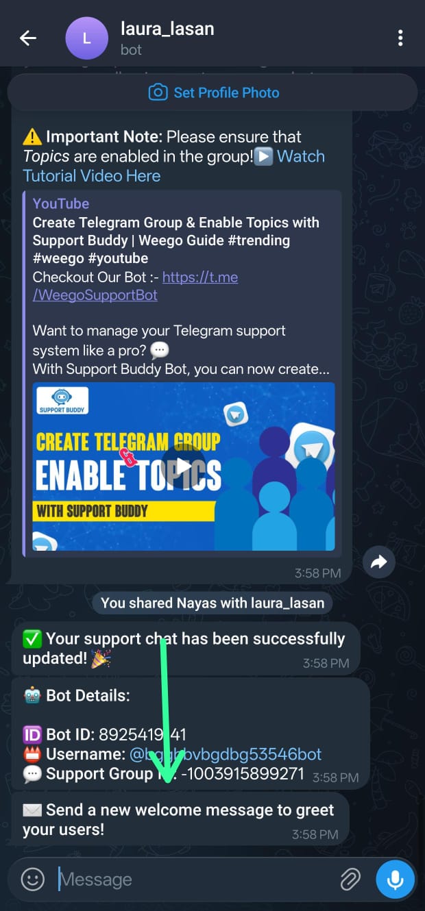 Confirm Custom Welcome Message